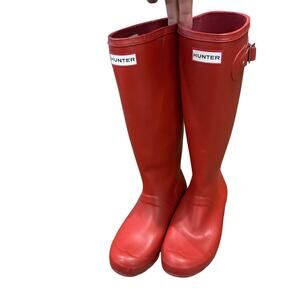 Hunter Red Wellington Rain Boots, Tall,  Women's Size 7 - READ